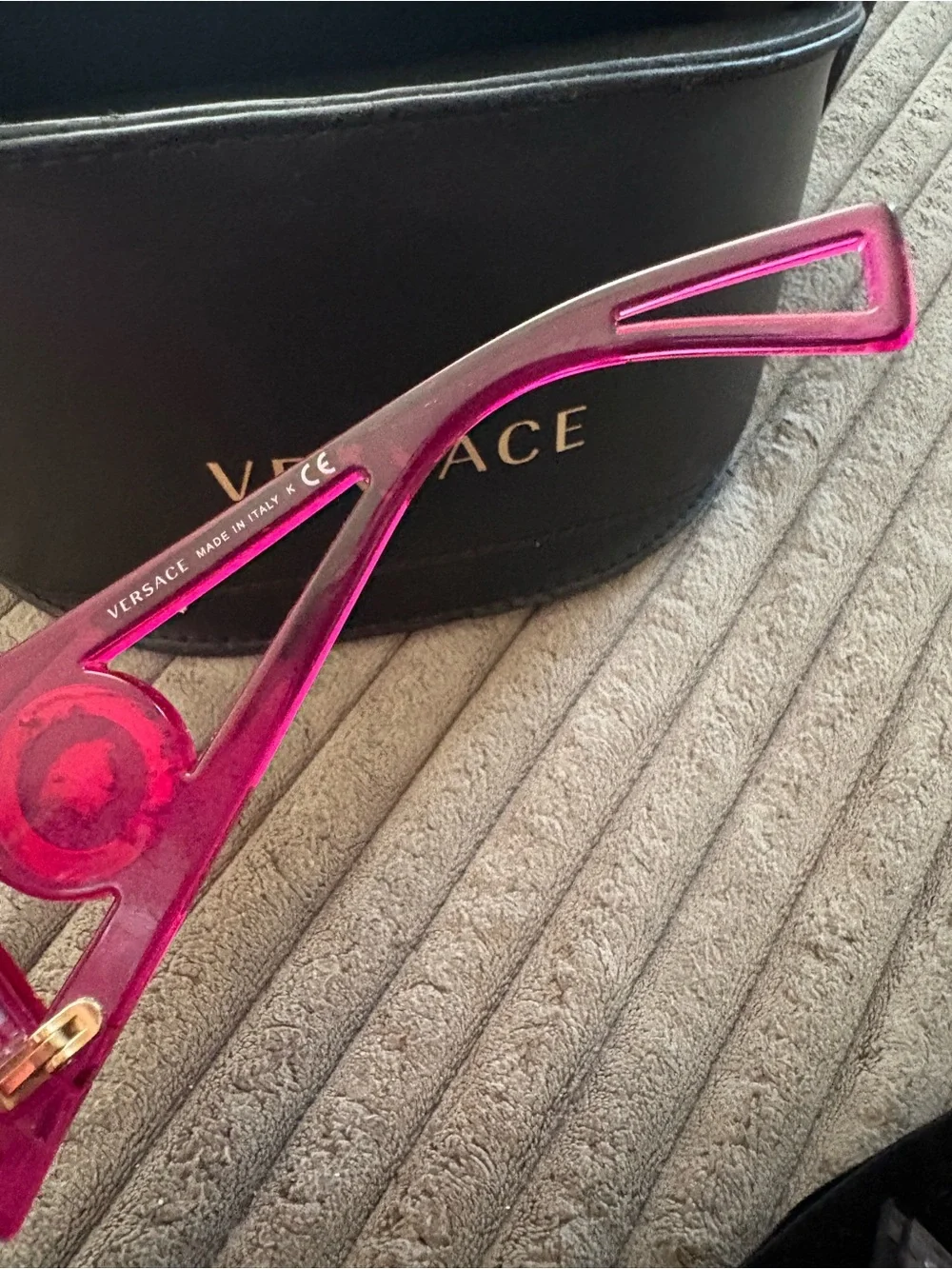 Versace Hot Pink Shield Sunglasses with Interchangeable Lenses